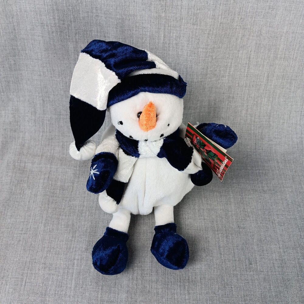 Dan Dee Soft Impressions Christmas Snowman Blue White Holiday Plush Stuffed Toy